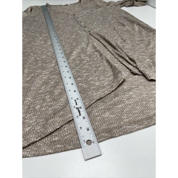 Maurices Women's Cardigan Beige Brown Pockets Ribbed Lagenlook Cottage Grandpa L - Picture 11 of 12